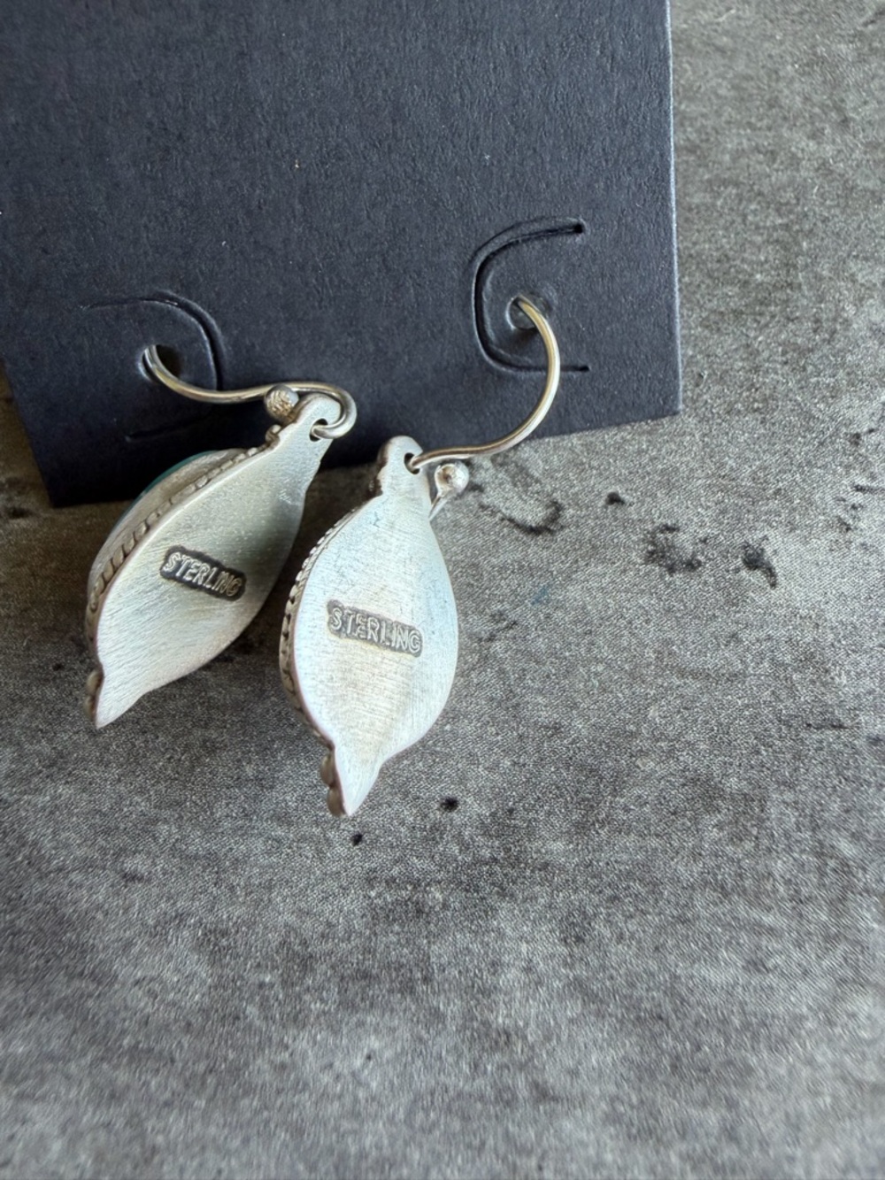 White Water Sterling Silver Turquoise Teardrop Dangle Earrings - Picture 4 of 5